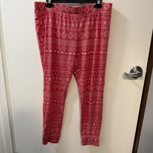 Womens Red Print Blend Pajama/Lounge Pants, Size L